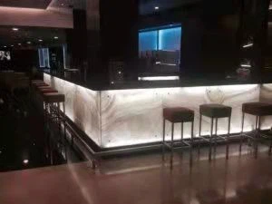 New Design Led Lighted Translucent Marble Bar Counter