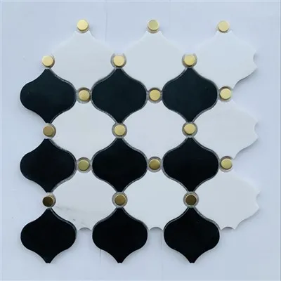 Bianco Carrara marmora mozaīkas flīzes Pulēta melnā marmora mozaīka